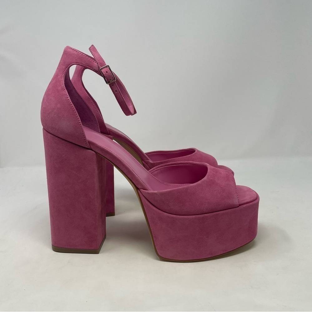 Marc Fisher Della Ankle Strap Suede Platform Sandals in Pink - Picture 3 of 10
